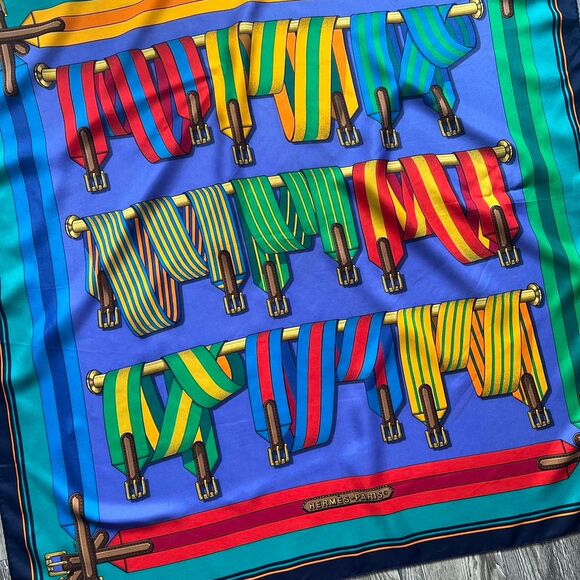 Hermes Les Sangles Motif Printed Silk Scarf - Picture 3 of 7